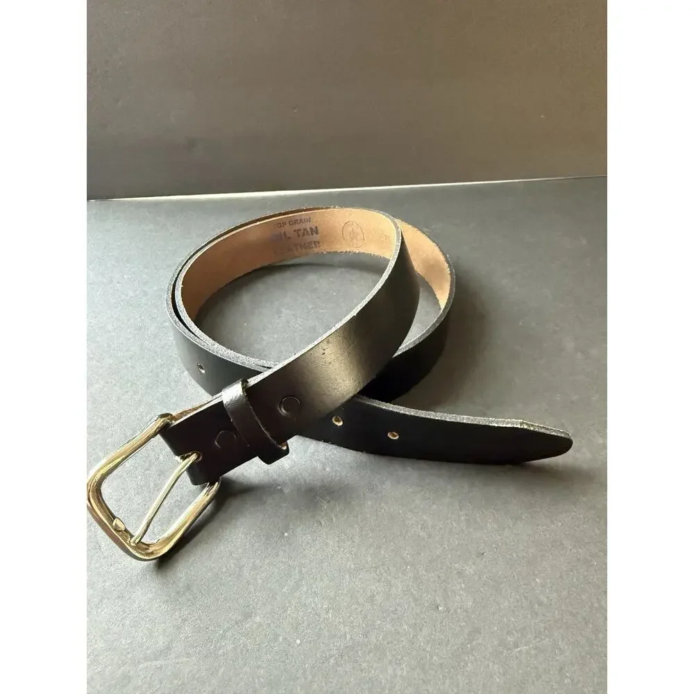Mens Oil Tan Top Grade Leather Belt Black Size 40 Casual Workwear Career Office
